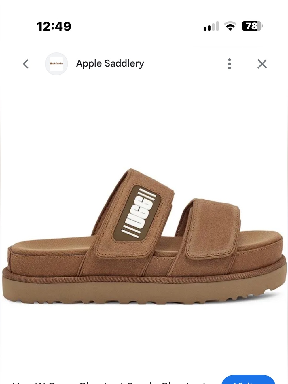UGG Chestnut Greer Suede Adjustable Slide Sandals Size 7